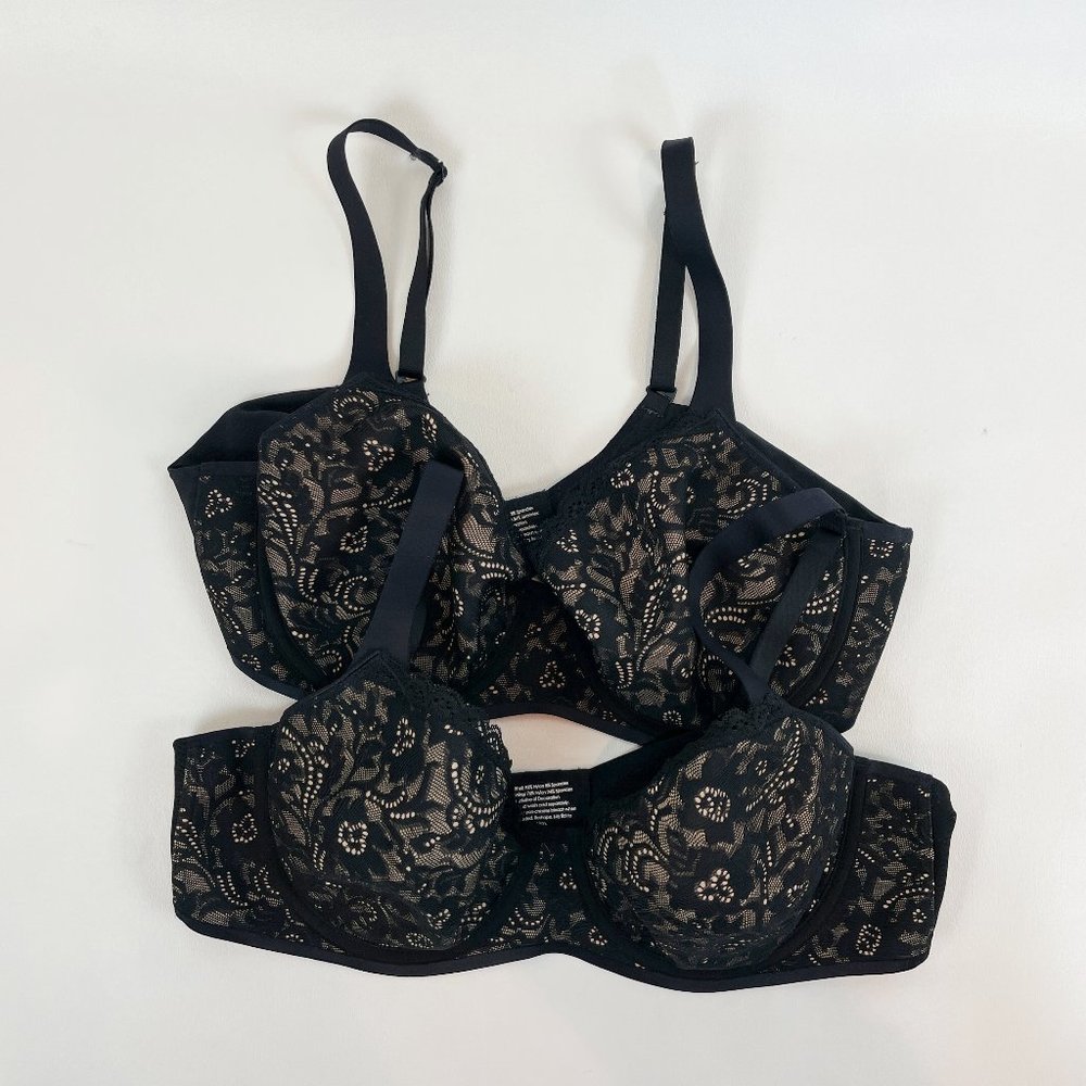 NWOT Soma Bra Black & Nude Lace Enticing Lift Full Coverage 38B Set of 2